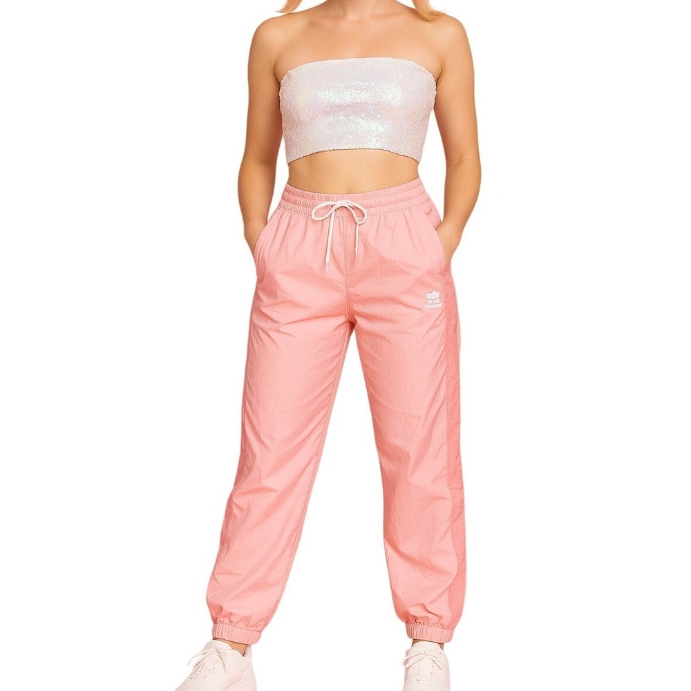 XS Adidas Pink Track Pants Athletic Training Joggers Y2k Windbreaker Peach Light